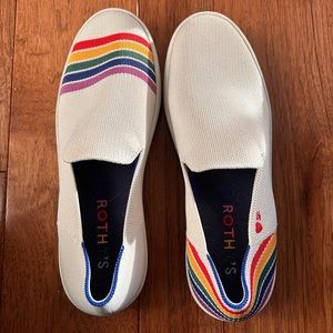 Rothy’s The Sneaker Women’s Sz 9 White Rainbow SF PRIDE Limited Edition Shoe